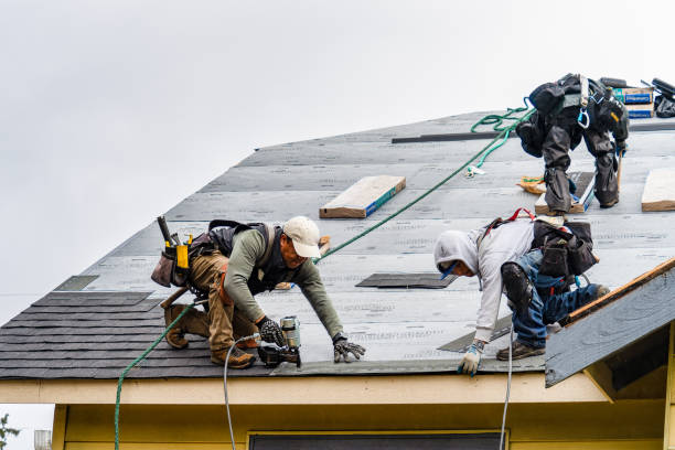 Professional Gutter Installation technician working in Clare, MI